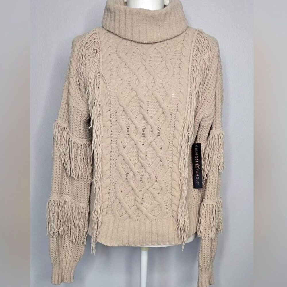 NWT Almost Famous Tan Cowl Neck Sweater-Size M